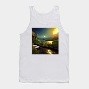 Realistic Dusk Fantasy of a Flowing Water Stairway Tank Top